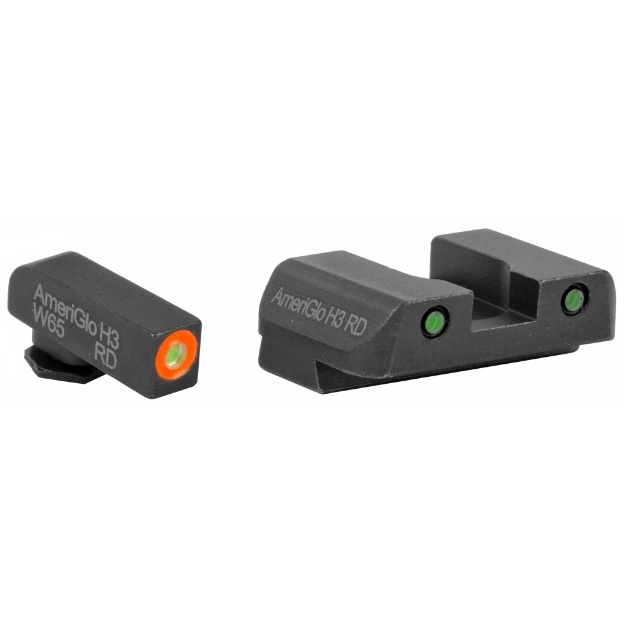 Picture of AmeriGlo Spartan Tactical Operator Sights for Glock 17,19,22,23,24,26,27,33,34,35,37,38,39 Gen 1-4 - Green/Green - ProGlo Front Sight w/ Orange Outline - Pro-Operator Tritium Rear GL-446