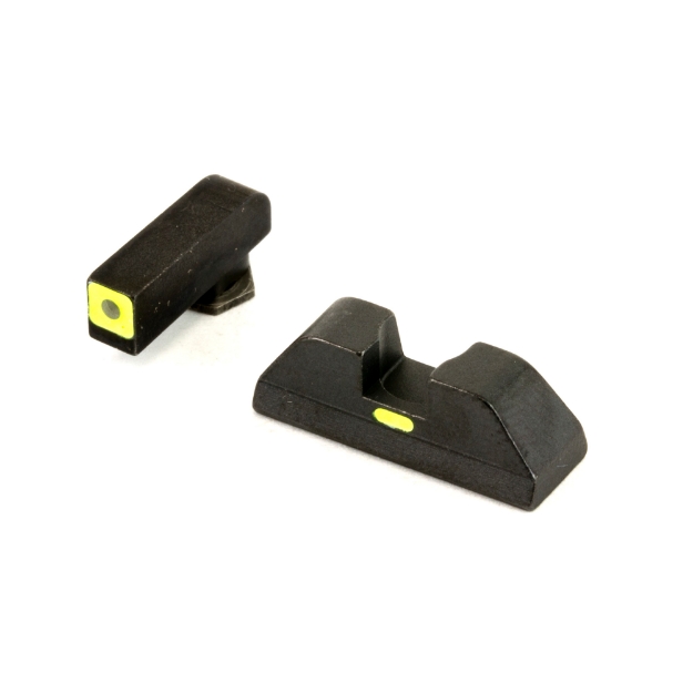 Picture of AmeriGlo CAP - Combative Application Pistol - Sight - Front/Rear - Fits Glock 42 and 43 - Green Tritium Lime Green LumiLime Square Outline  Front with Lime Green LumiLime (Non-Tritium) Rear - Front/Rear GL-605