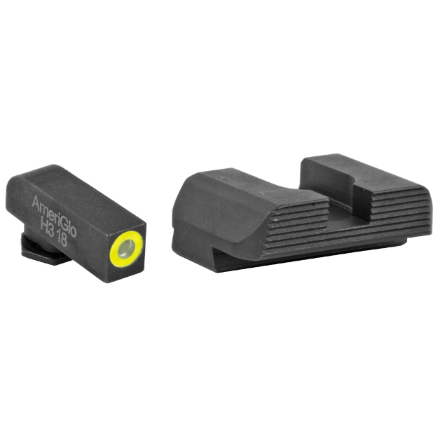 Picture of AmeriGlo Protector - Sight - Fits Glock 42 and 43 - Green Tritium LumiLime Round Outline front - Black Serrated rear - Front/Rear GL-705