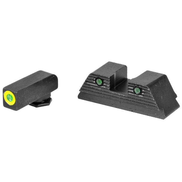 Picture of AmeriGlo Trooper - Sight - Fits Glock 20,21,29,30,31,32,36,40,41 - Green Tritium LumiLime Outline Front - Green Tritium Black Serrated Rear - Front/Rear GL-820