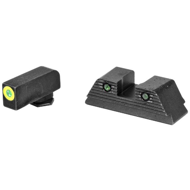 Picture of AmeriGlo Trooper - Sight - Fits Glock 17,19,19X,26,45 Gen5 - Green Tritium LumiLime Outline Front - Green Tritium Black Serrated Rear - Front/Rear GL-821