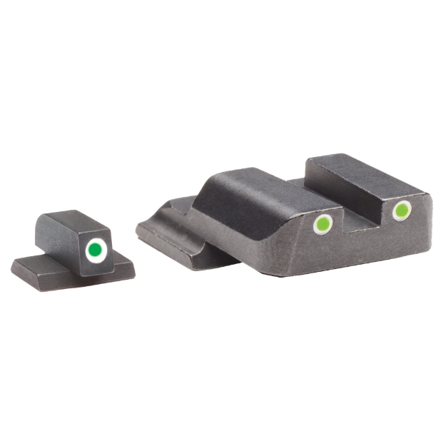 Picture of AmeriGlo Bowie Tactical 3 Dot Sights for All S&W M&P (Except Pro & "L" Models) - Green with White Outline - Front and Rear Sights SW-801