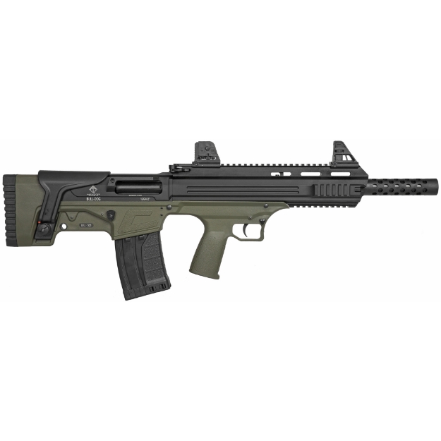 Picture of American Tactical Bulldog - Semi-automatic Shotgun - Bullpup - 12 Gauge 3" Chamber - 18.5" Barrel - Matte Finish - Olive Drab Green and Black - Open Iron Sights - AR Style Charging Handle - 3-Piece Choke Tube Set - Adjustable Cheek Rest - Picatinny and M-LOK Rail -  5 Rounds - 1 Magazine ATIG12BDG