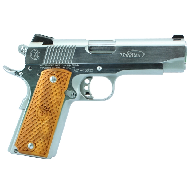 Picture of American Classic Commander 1911 - Single Action Only - Semi-automatic - Metal Frame Pistol - 45 ACP - 4.25" Barrel - Steel - Chrome Finish - Silver - Novak-Style Sights - Manual Thumb Safety - 8 Rounds - 1 Magazine 85622